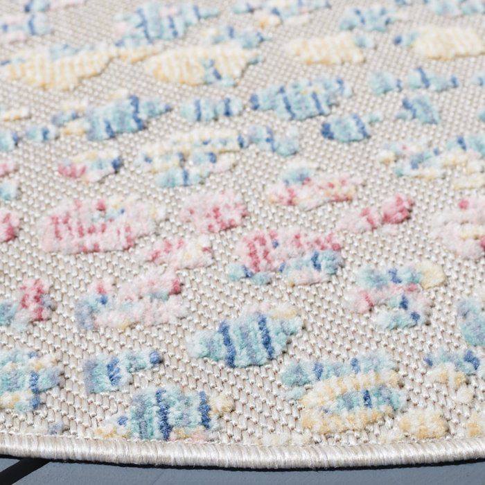 Wrought Studio Clerkin Aqua/Pink Indoor/Outdoor Rug Wayfair